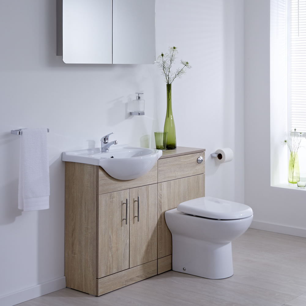 BASIC Wastafelmeubel & Toiletcombinatie 104cm x 85cm x 81cm (rond)