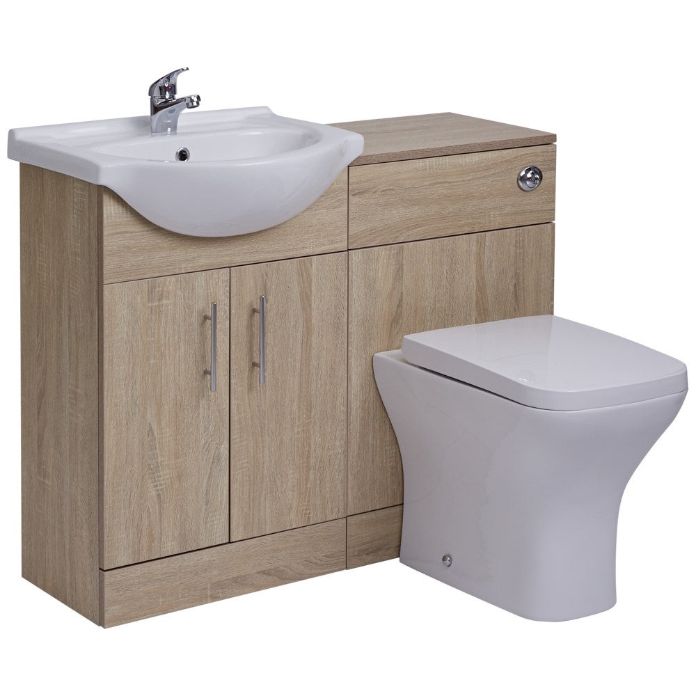 BASIC Wastafelmeubel & Toiletcombinatie 104cm x 85cm x 81cm (gehoekt)