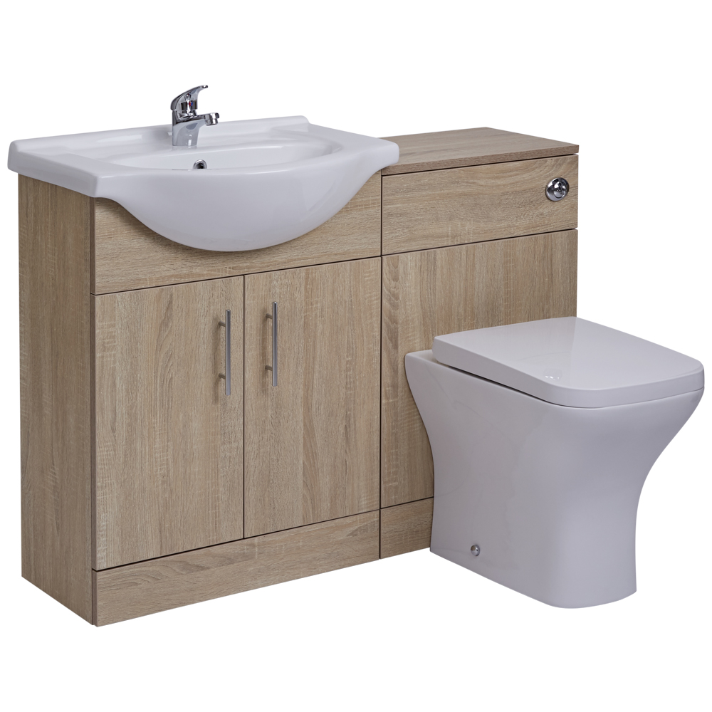 BASIC Wastafelmeubel & Toiletcombinatie 114cm x 82cm x 81cm (gehoekt)