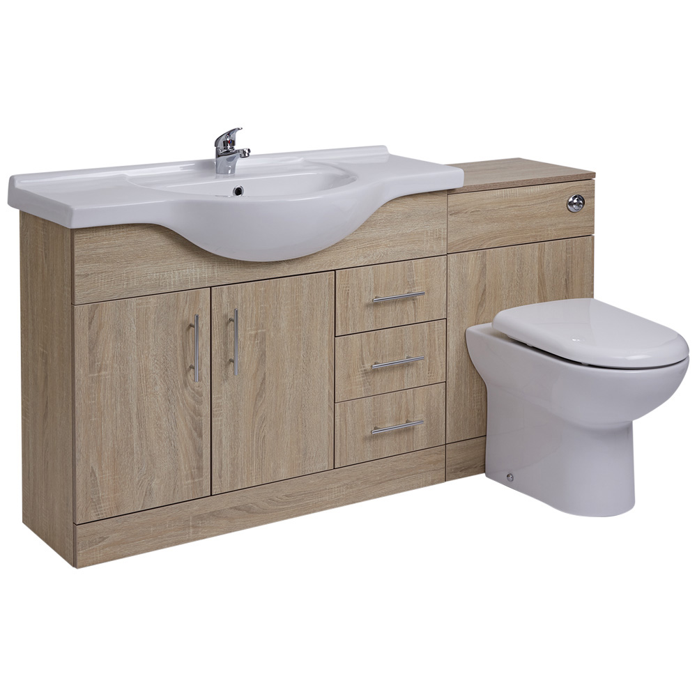 BASIC Wastafelmeubel & Toiletcombinatie 144cm x 88cm x 82cm