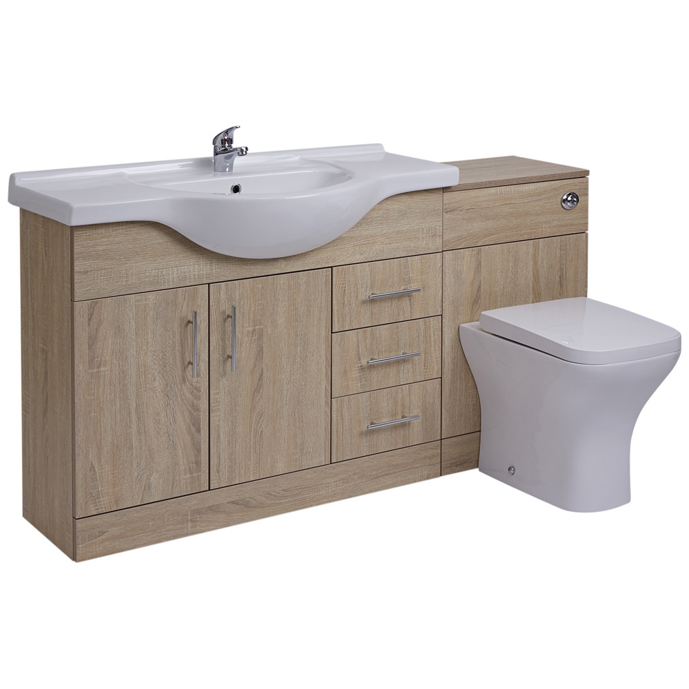 BASIC Wastafelmeubel & Toiletcombinatie 144cm x 88cm x 82cm (gehoekte uitvoering)