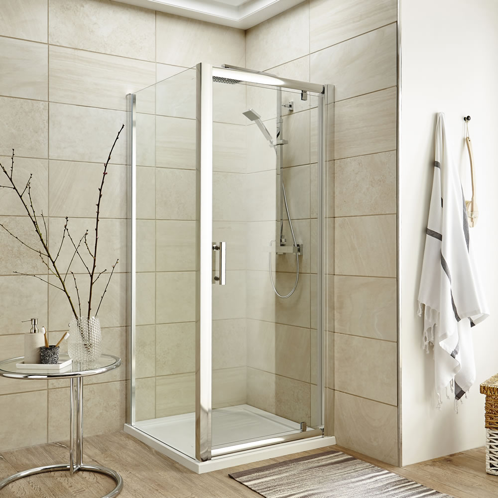 Vierkante Douchecabine H.185cm Met Pearlstone Douchebak en Afvoerput 80cm x 80cm x 4cm