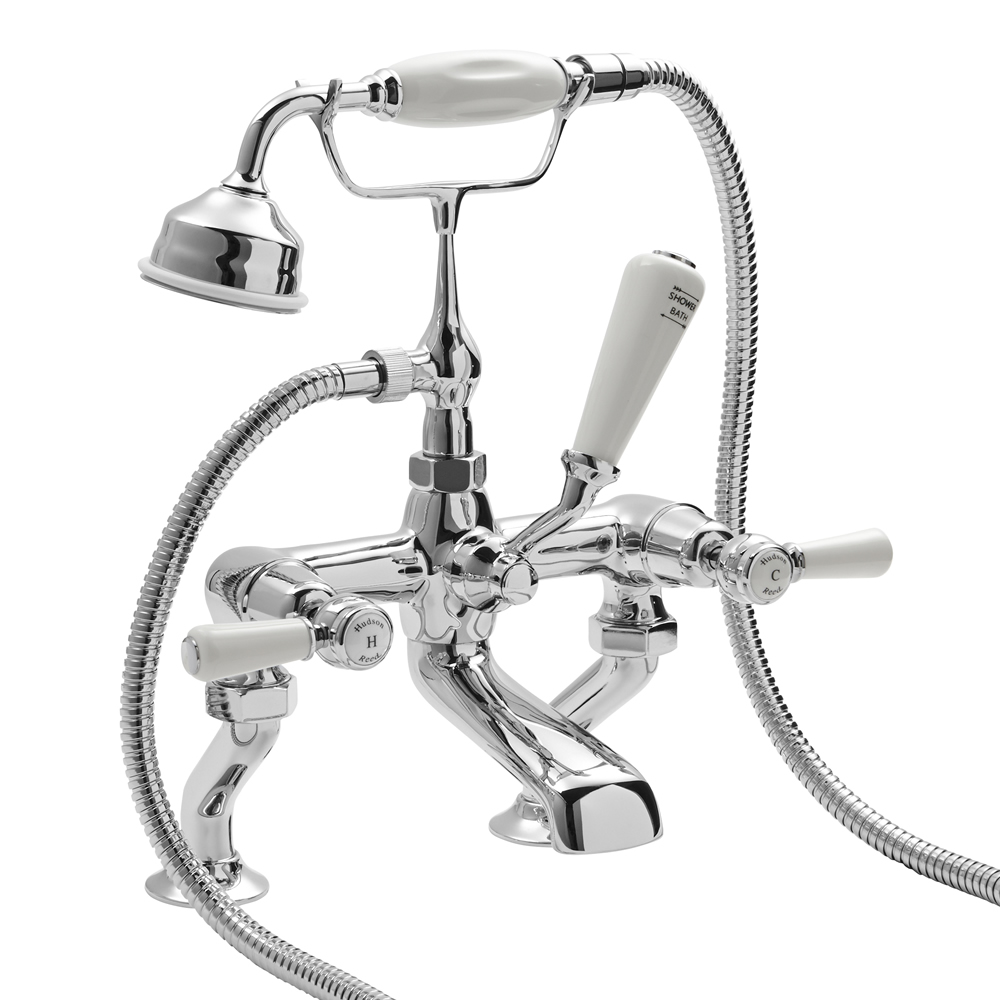 Topaz Klassieke Badmengkraan Met Badvuller en Handdouche - Steel Handvaten