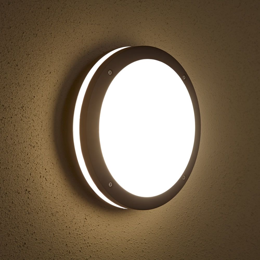 Architect Ronde Zwarte Buitenlamp - 30 x 30 x 9cm