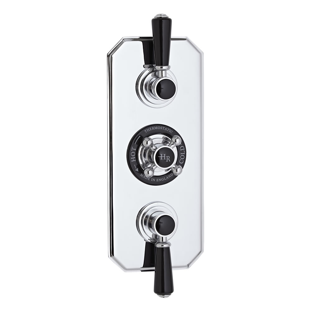 Topaz Traditionele 3-weg Thermostatische Inbouw Douchekraan - Zwarte Keramische Aanduidingen