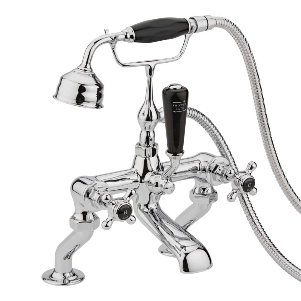 Topaz Badmengkraan (bad/muurbevestiging) met Kruiskop Handvat - incl Handdouche & Baduitloop
