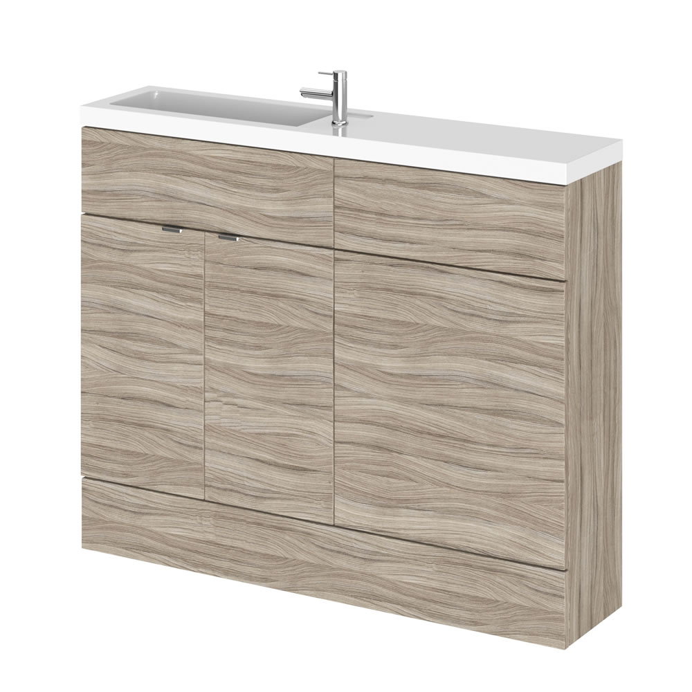 110cm x 25,5cm Modern Drijfhout effect Staand Wastafel & Toiletmeubel-combinatie