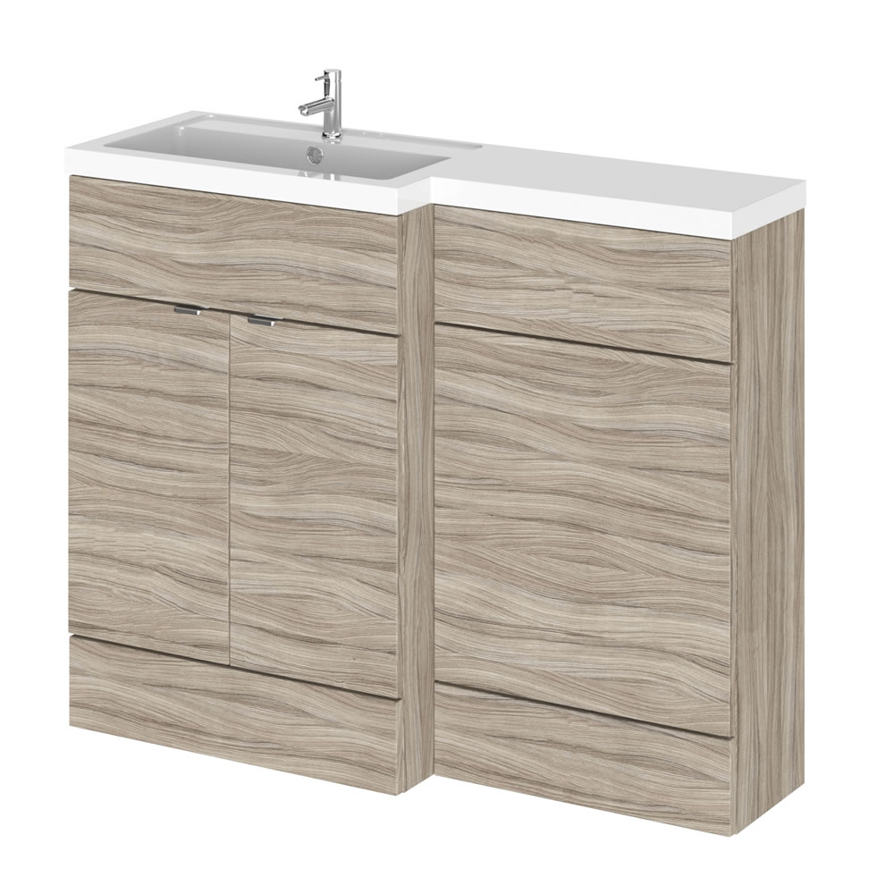 110cm x 35,5cm Modern Drijfhout effect Staand Wastafel & Toiletmeubel-combinatie - Linker Uitvoering