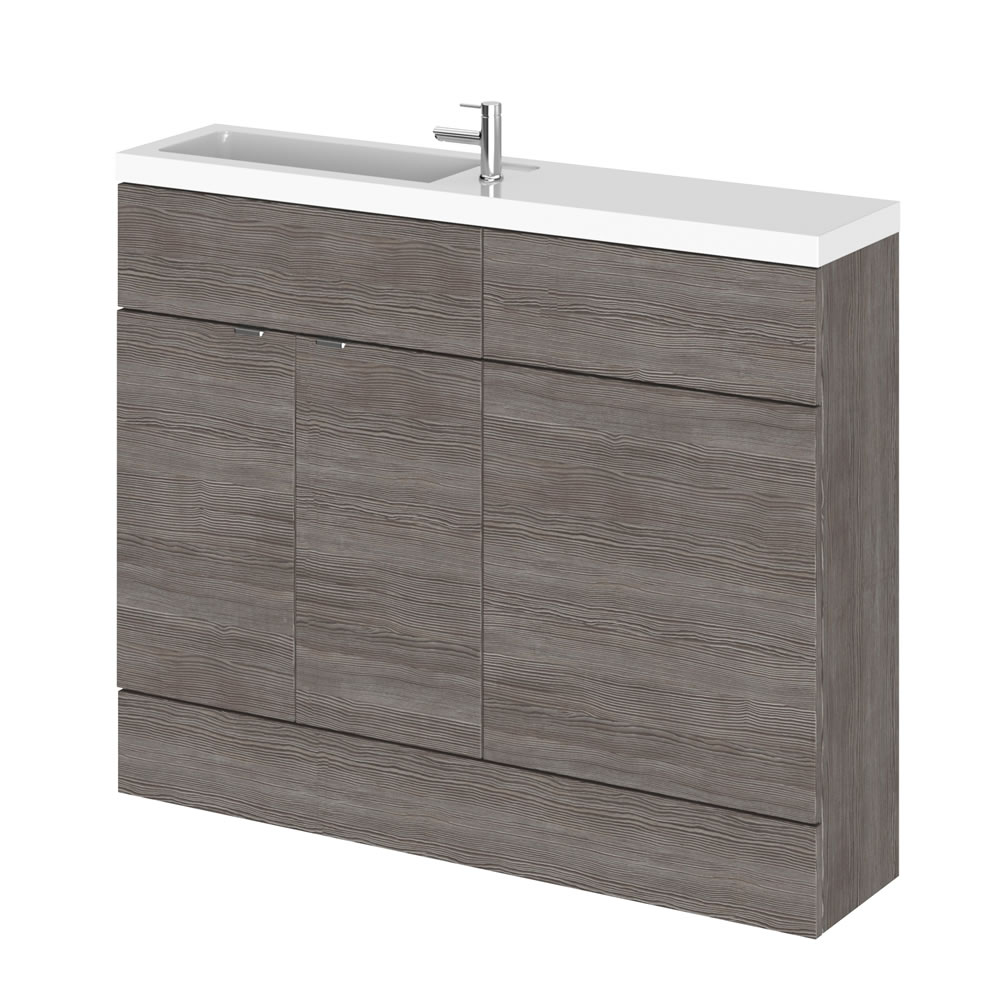 110cm x 25,5cm Modern Grijs/Bruin Staand Wastafel & Toiletmeubel-combinatie
