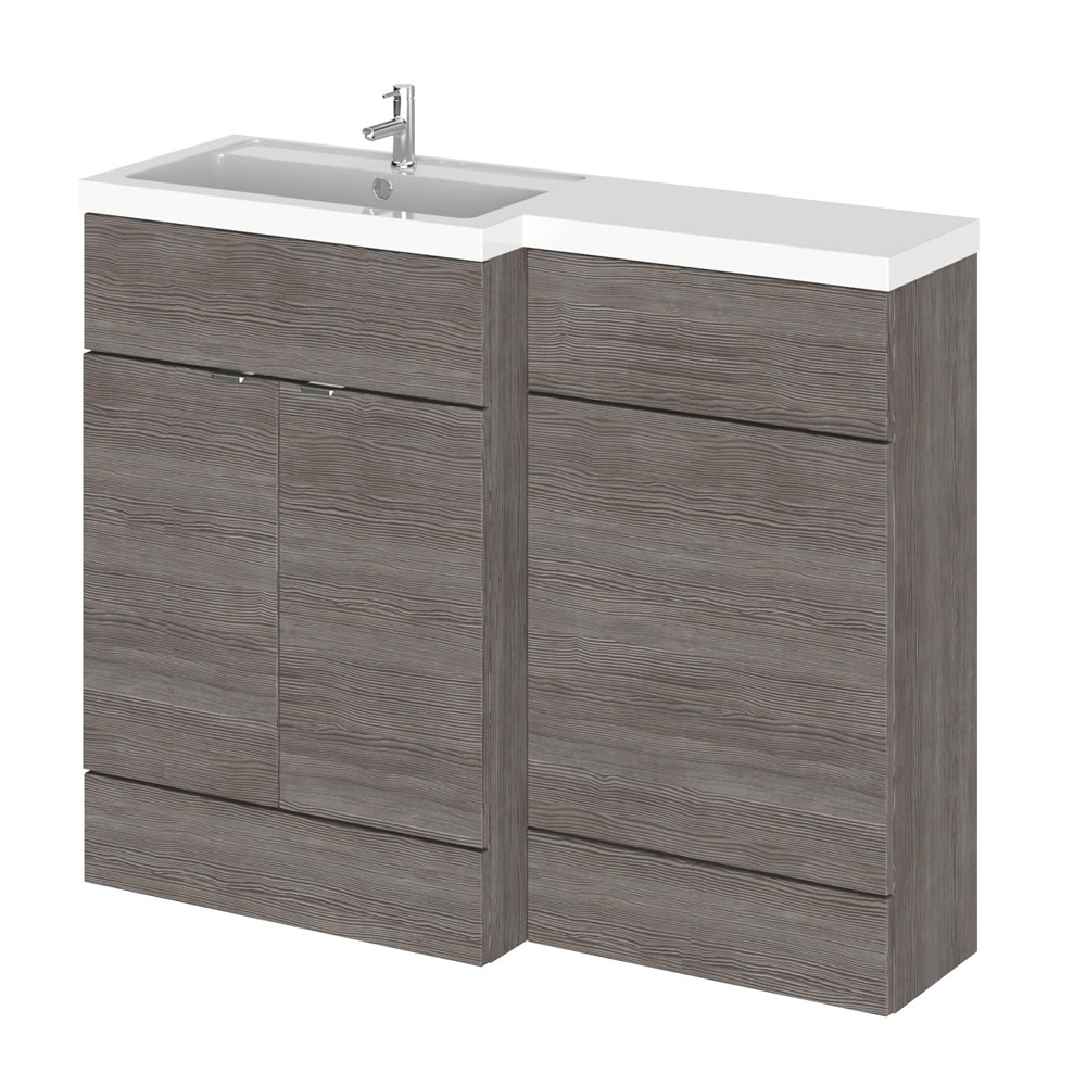 Uitvoering 110cm x 35,5cm Modern Grijs/Bruin Staand Wastafel & Toiletmeubel-combinatie - Linker Uitvoering