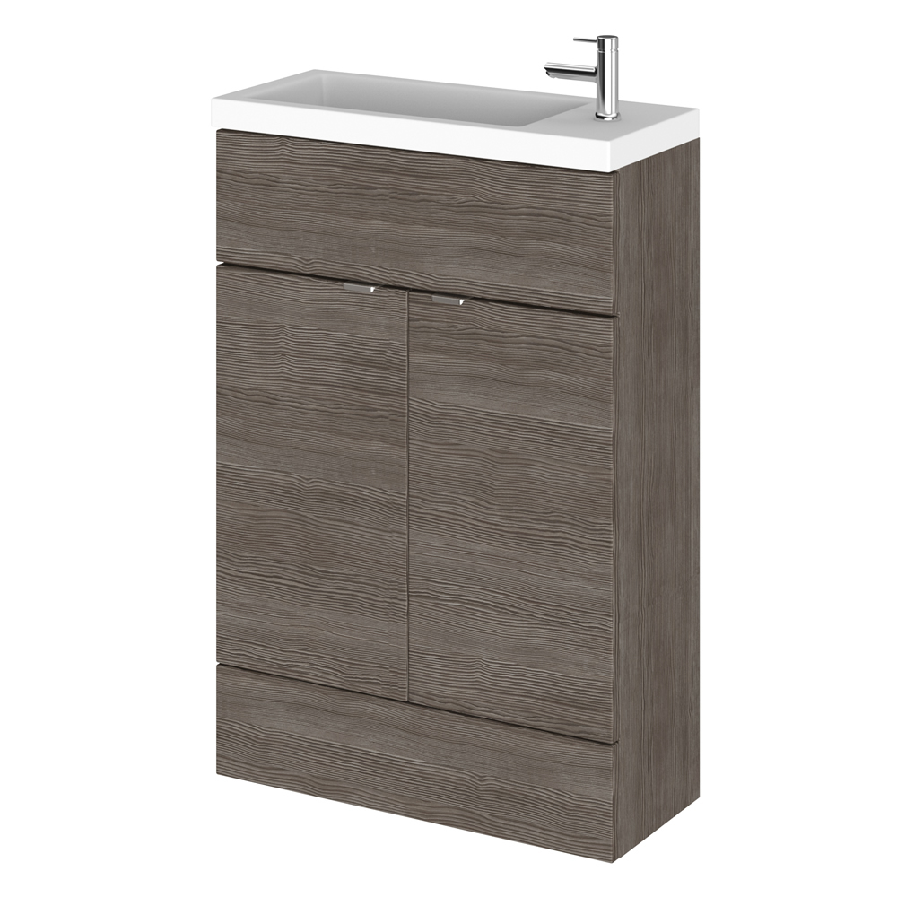 60cm x 25,5cm X 86,4cm Modern Bruin/Grijs Staand Wastafelmeubel- rechter uitvoering