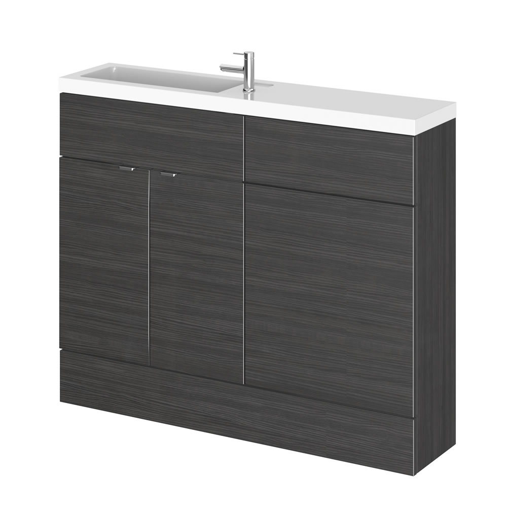 1100mm x 255mm Zwart Staand Wastafel & Toiletmeubel-combinatie