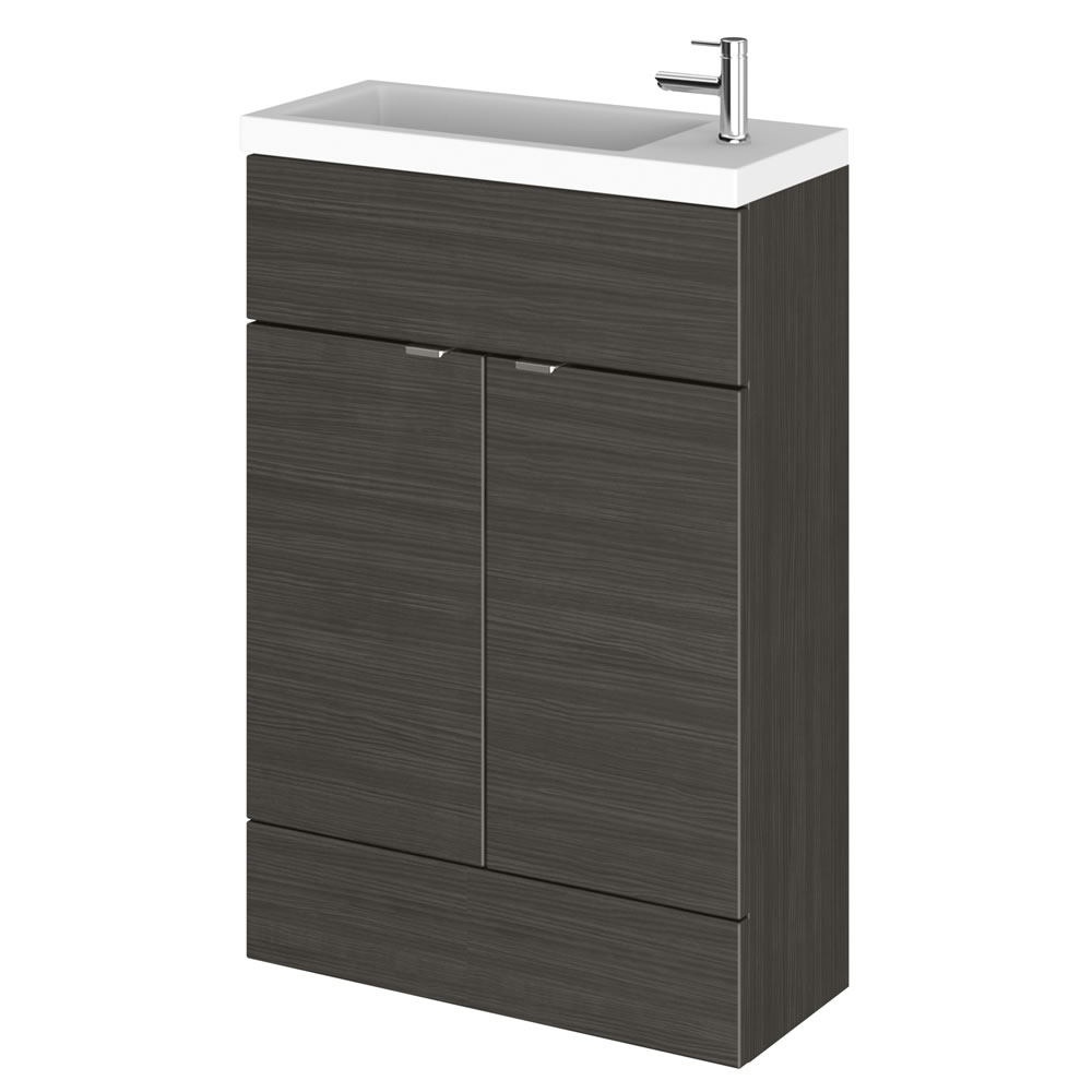 600mm x 255mm X 864mm Modern Zwart Staand Wastafelmeubel- rechter uitvoering