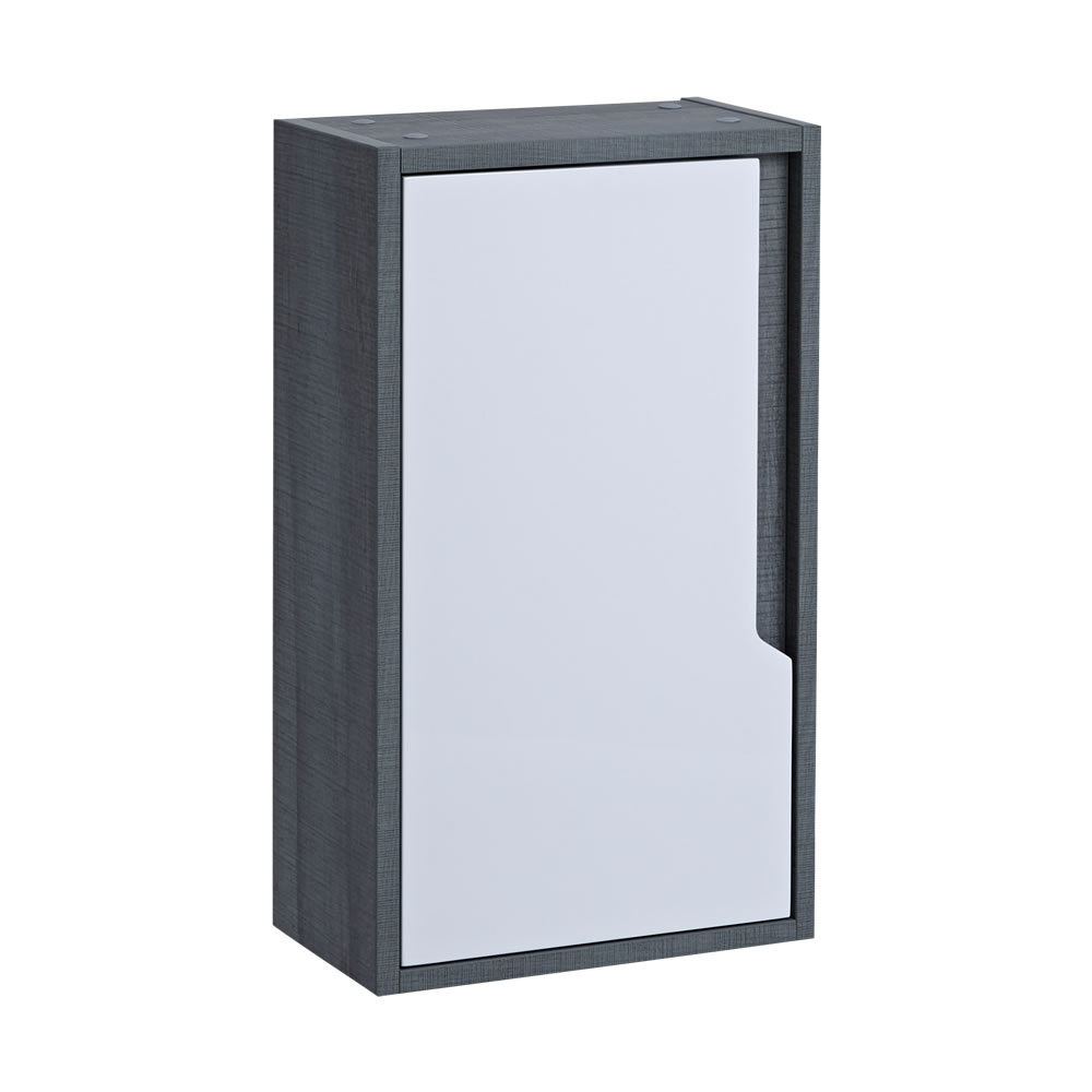 Newport Badkamerkast - 35 x 20 x 60cm - Wit Hoogglans / Grijs
