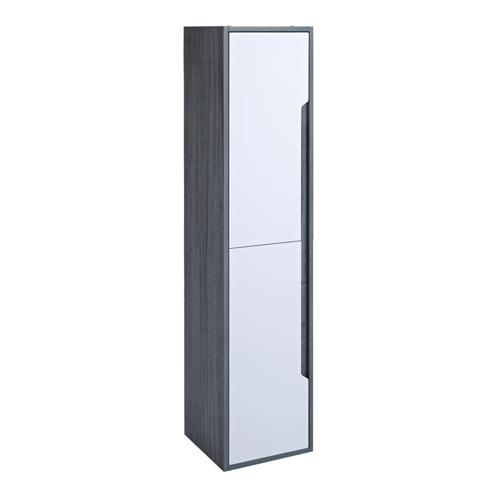 Newport Badkamerkast - 35 x 35 x 150cm - Wit Hoogglans / Grijs