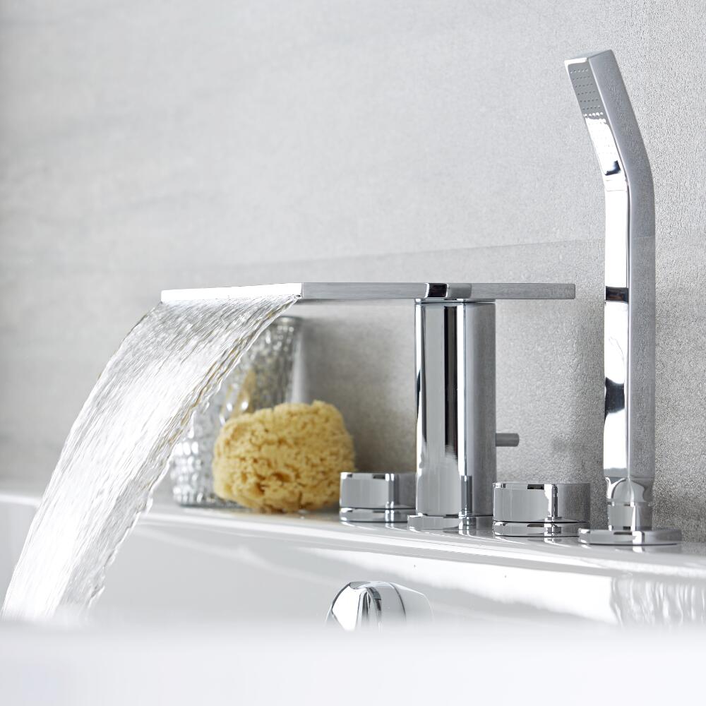 Blade 4-gats Wastafelmengkraan met Handdouche - Watervaleffect