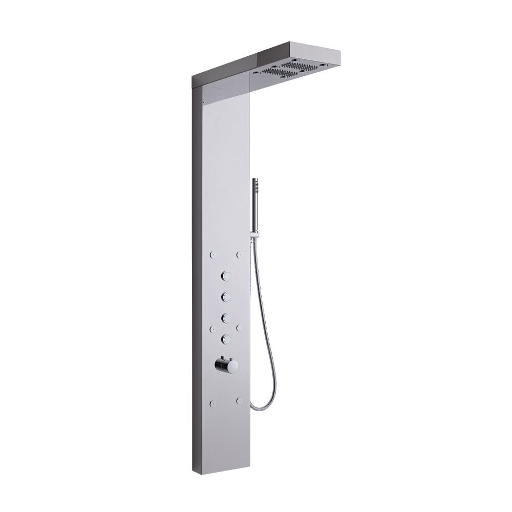 Grasmere Geborsteld Nikkel Stalen Thermostatisch Douchepaneel met Mist