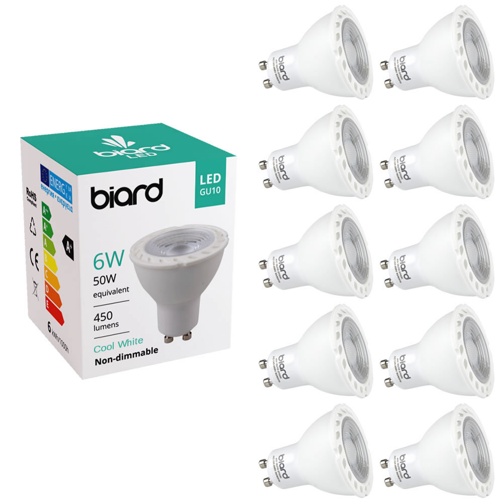 Biard 10 x GU10 6W LED Spot - Vervangt 50W