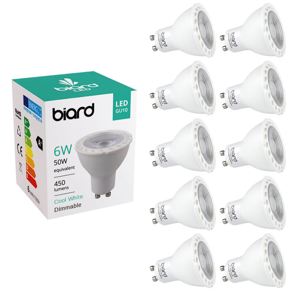 Biard 10 x GU10 6W LED Spot - Vervangt 50W - Dimbaar