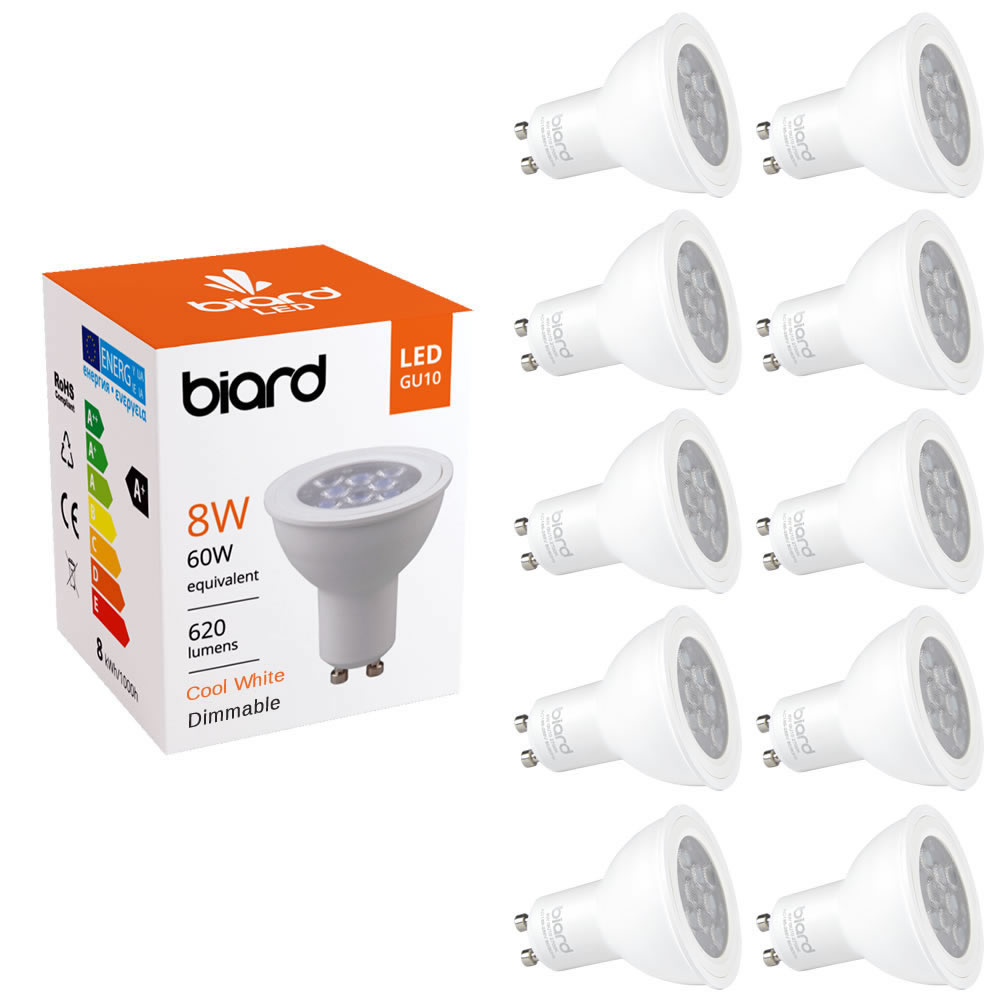 Multipak - 10 x GU10 8W LED Spot - Vervangt 60W - Dimbaar