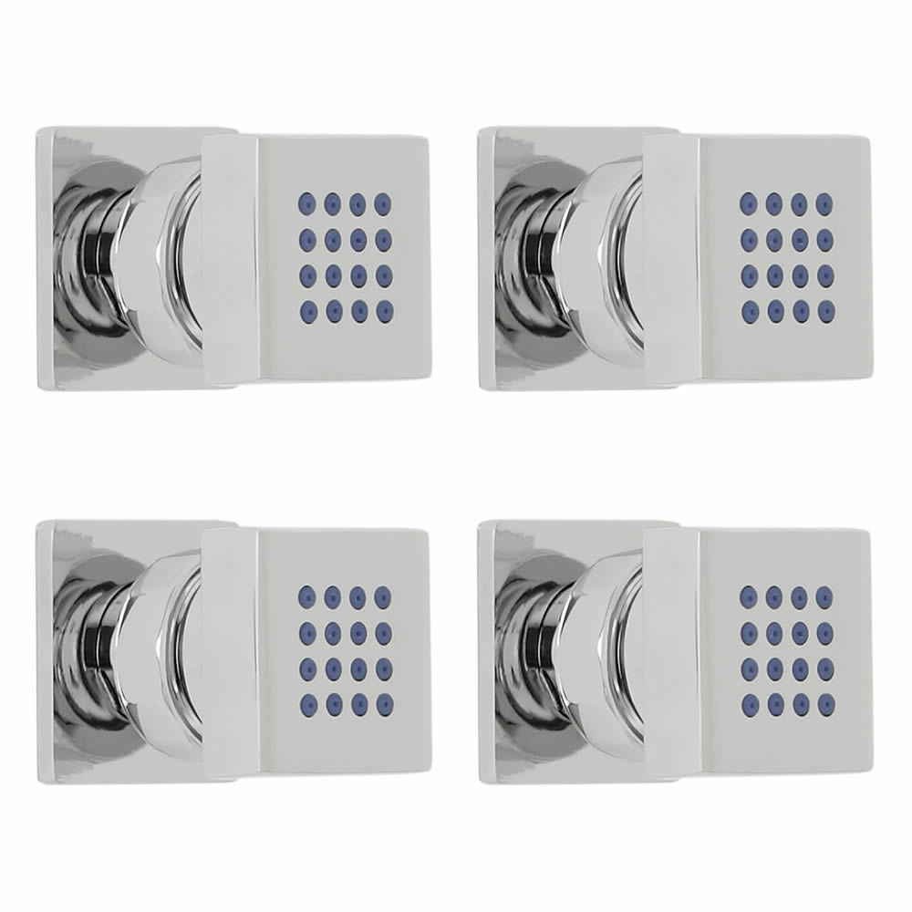 4 x Vierkante Verchroomde Massief Messing Bodyjets