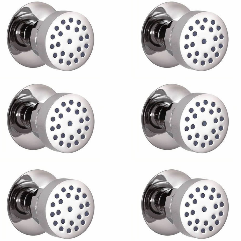 6 x Ronde Verchroomde Massief Messing Bodyjet