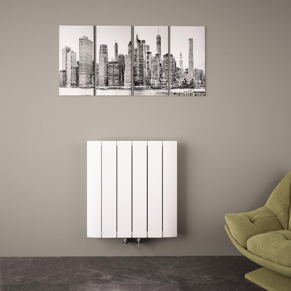 Aurora Designradiator Horizontaal Middenaansluiting Aluminium Wit 60cm x 56,5cm x 4,5cm 768 Watt