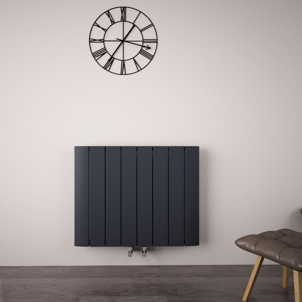 Aurora Designradiator Horizontaal Middenaansluiting Aluminium Antraciet 60cm x 75,5cm x 4,5cm 1024 Watt