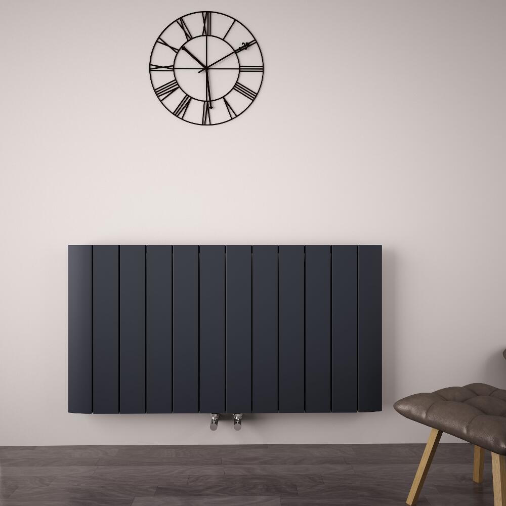Aurora Designradiator Horizontaal Middenaansluiting Aluminium Antraciet 60cm x 113,5cm x 4,5cm 1535 Watt