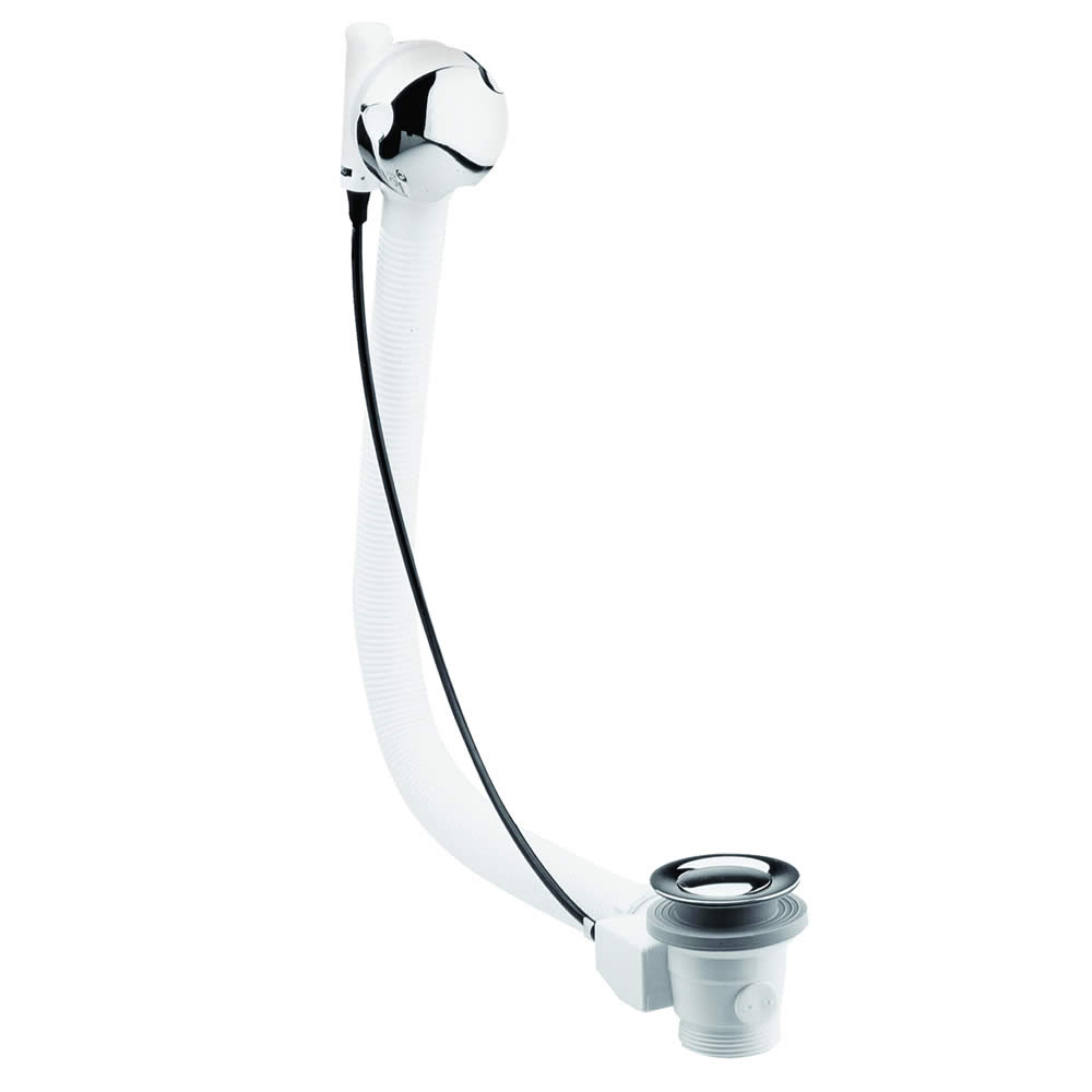 Moderne bad afvoerplug & overloop combinatie (voor bad max. 10mm dik)