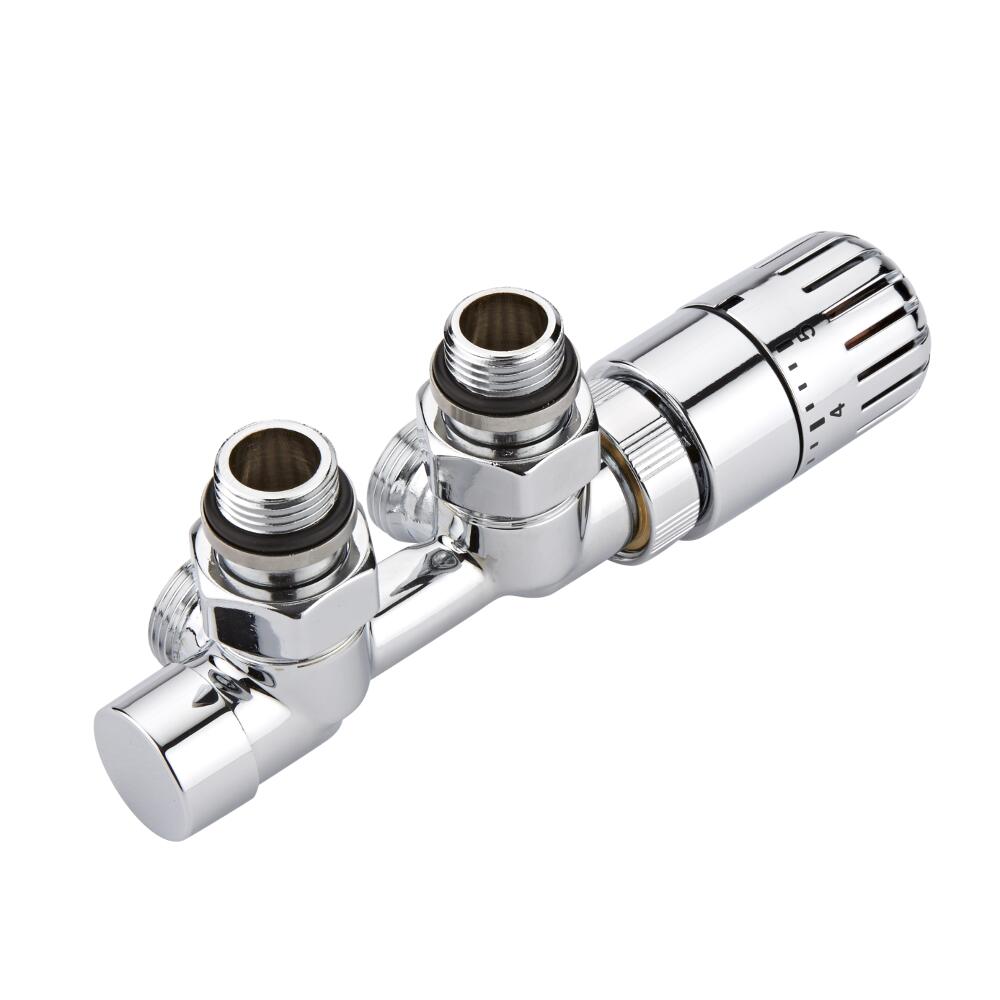 Radiatorkraan Onderblok Thermostatisch Haaks Chroom