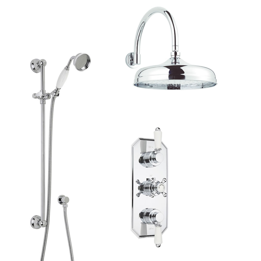 Traditionele 2-weg Thermostatisch Doucheset Zonder Omstelkraan (douchekop d.30cm)