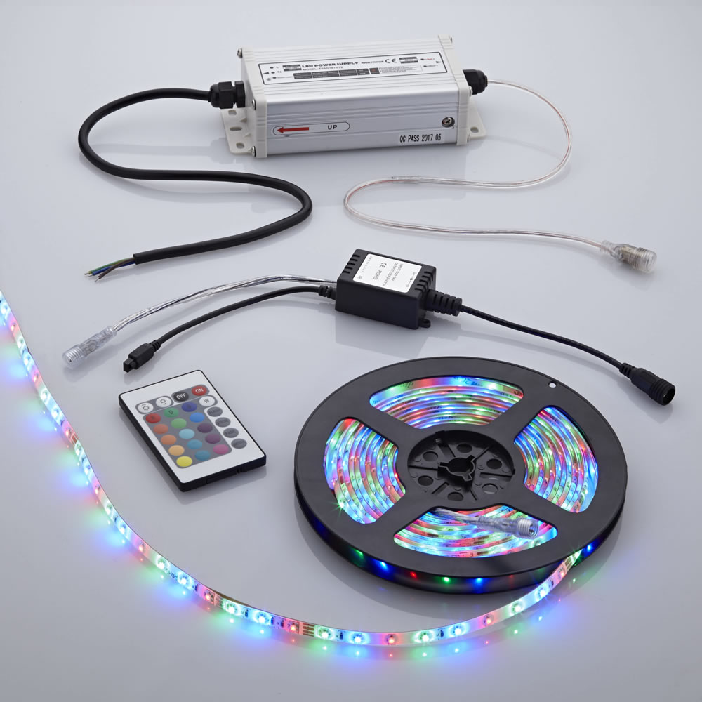 1 x Waterbestendige LED 3528 strip verlichting incl IR Controller - 5 meter - Rood/Groen/Blauw/Wit