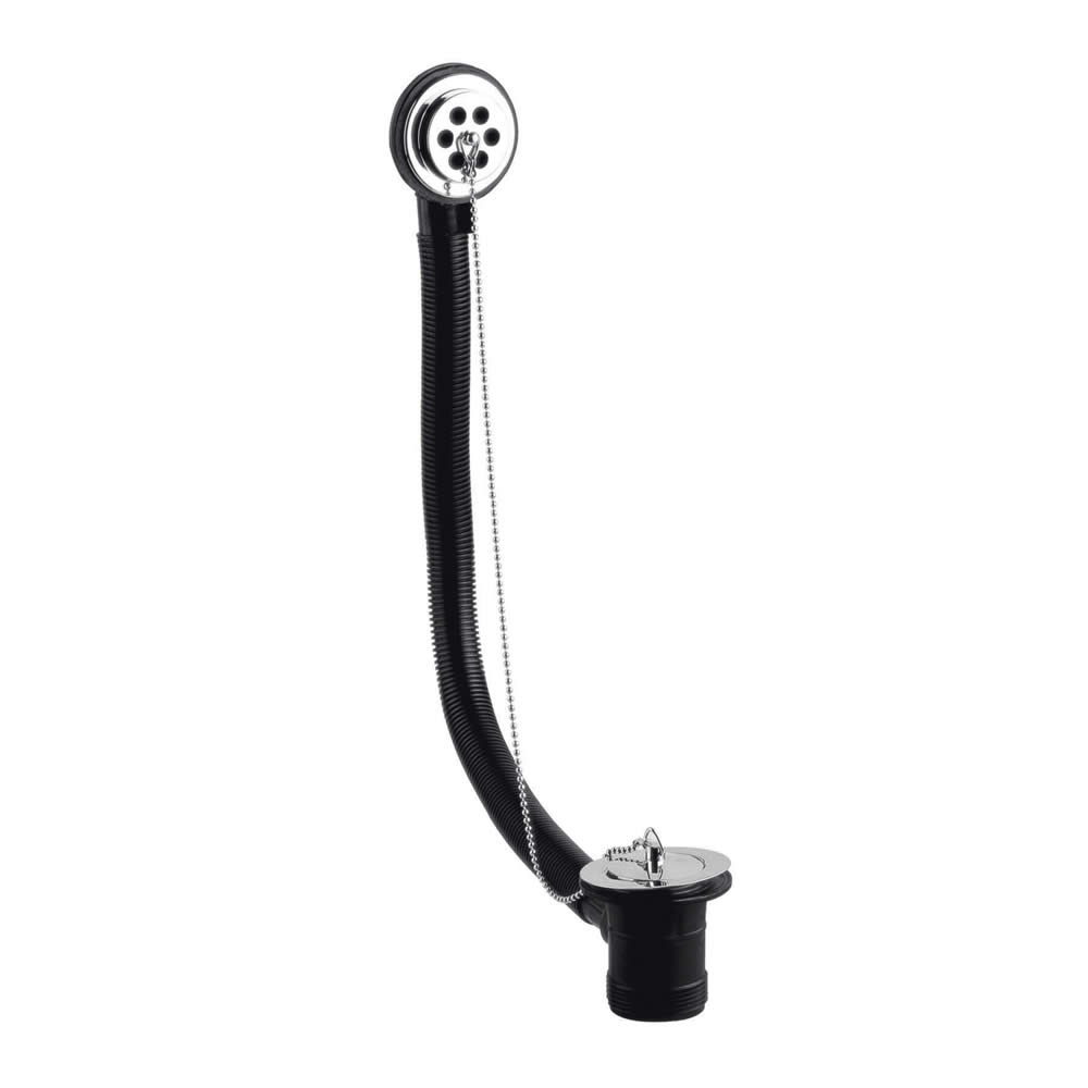 Bad afvoerplug en overloop incl. ketting & stop ( voor bad max 5mm dik)