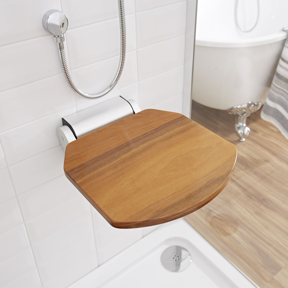 Opklapbaar Douchezitje Teak Hout