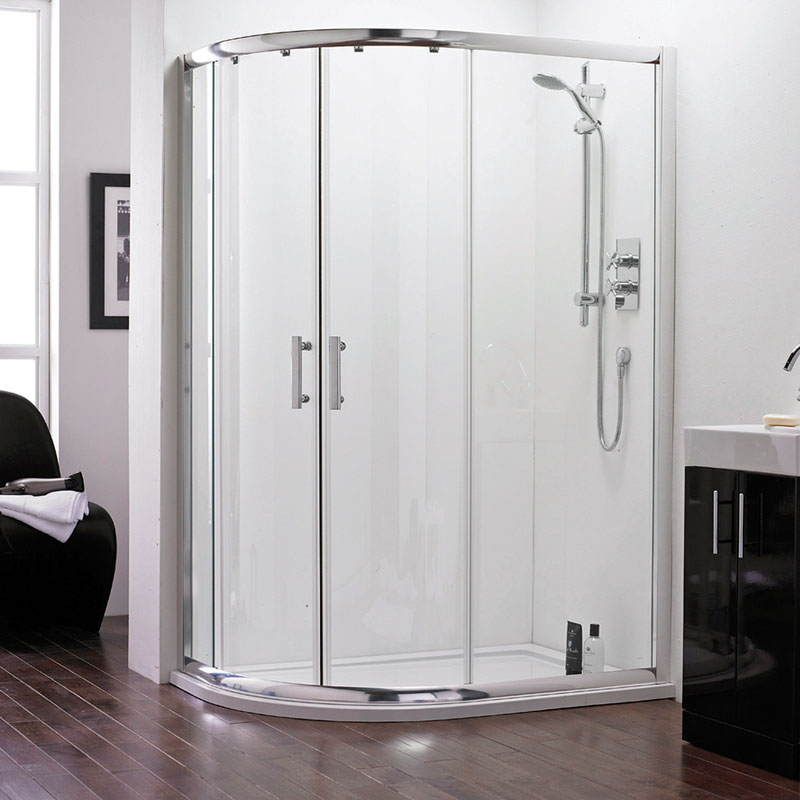 Offset Kwadrant douche schuifdeur 185cm x 90/76cm