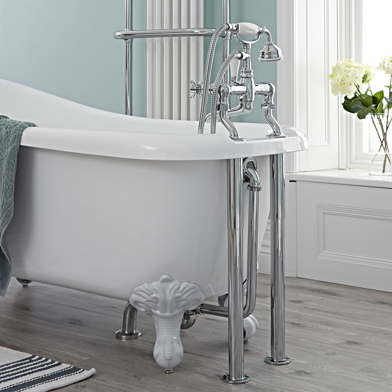 Bad afvoerplug en overloop combinatie, standpijpen & badsifon set - Chroom