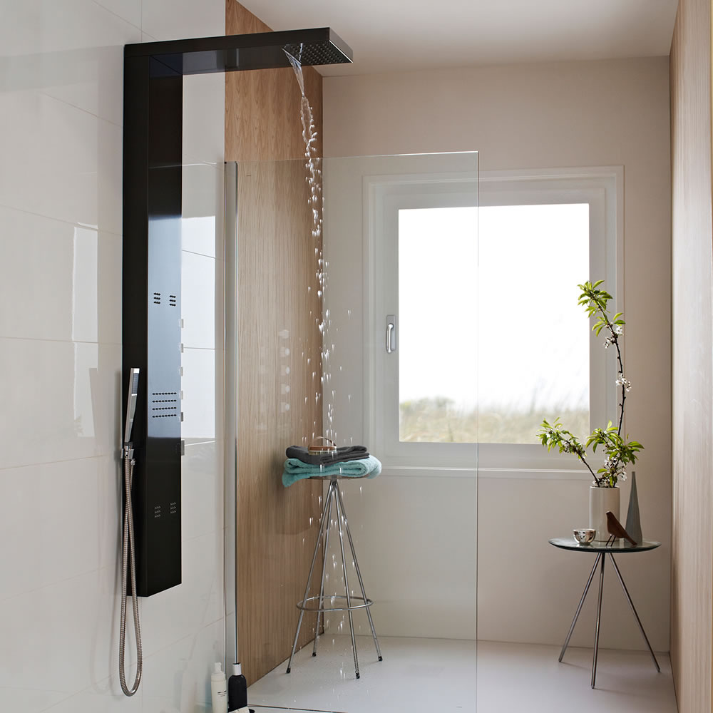Dusk Thermostatisch Douchepaneel met Waterval- & Regen Hoofddouche, Handdouche en Bodyje