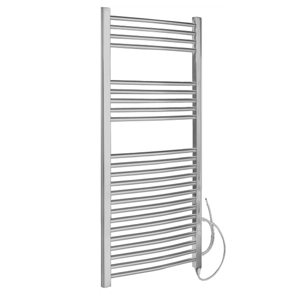 Ischia Gebogen Handdoekradiator Elektrisch Chroom 120cm x 60cm x 4,6cm