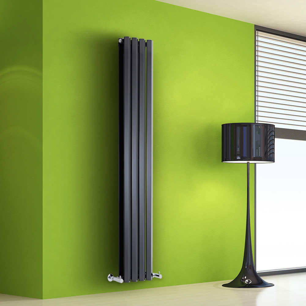 Helius Designradiator Verticaal Zwart 160cm x 28cm x 8,6cm 983 Watt