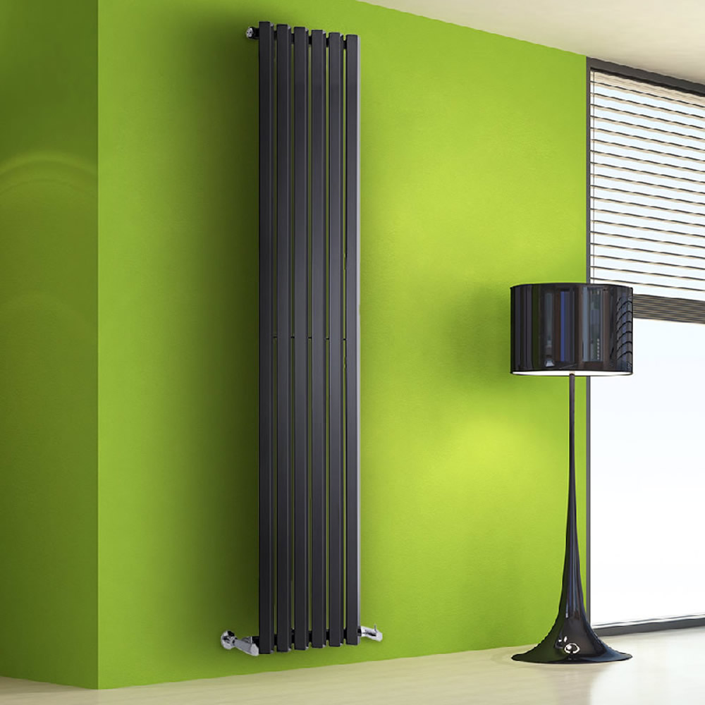 Helius Designradiator Verticaal Zwart 178cm x 42cm x 6cm 1050 Watt