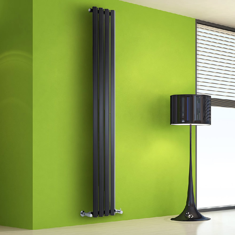 Helius Designradiator Verticaal Zwart 178cm x 28cm x 6cm 700 Watt