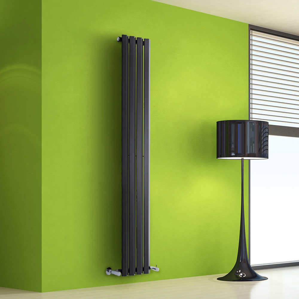 Helius Designradiator Verticaal Zwart 160cm x 28cm x 6cm 630 Watt