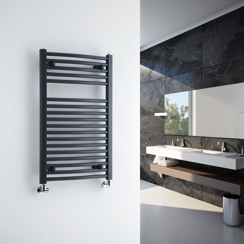 Loa Gebogen Handdoekradiator Antraciet 80cm x 50cm x 4,8cm 466 Watt
