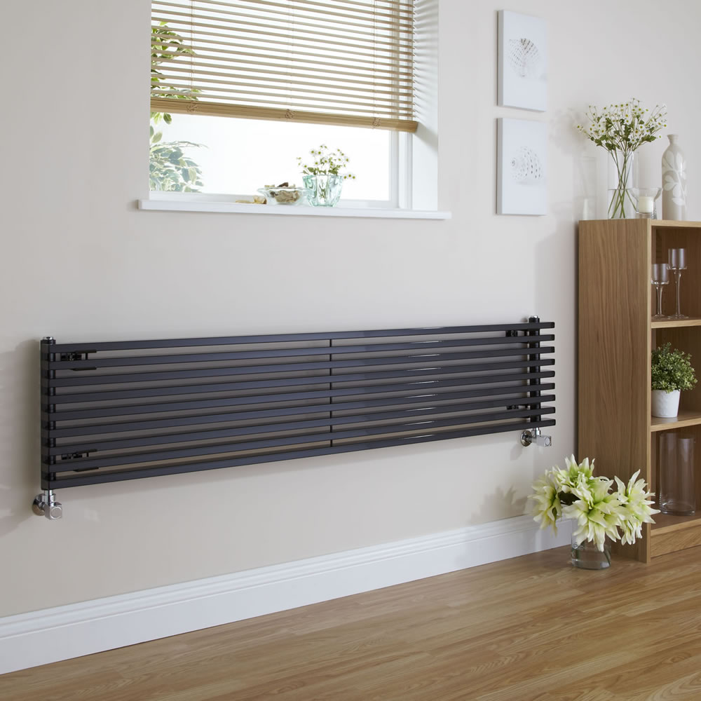 Parallel Designradiator Horizontaal Zwart 34,2cm x 160cm x 8,4cm 1117 Watt