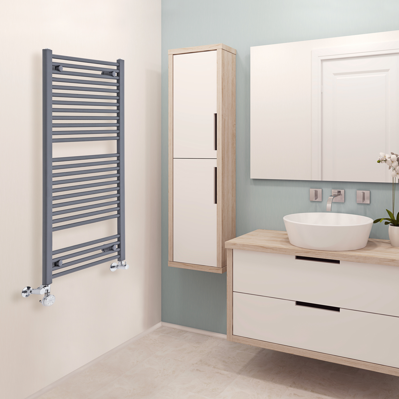 Loa Handdoekradiator Dual Fuel Antraciet 120cm x 50cm x 3cm 686 Watt