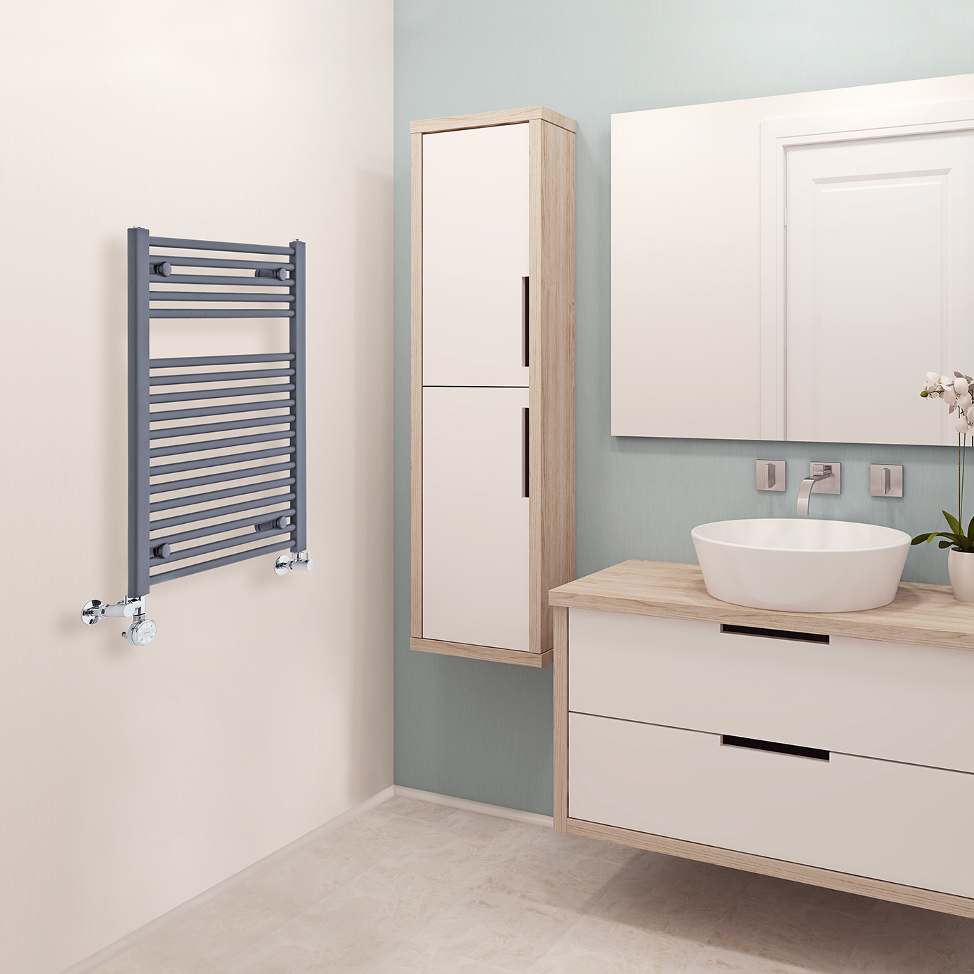 Loa Handdoekradiator Dual Fuel Antraciet 80cm x 50cm x 3cm 474 Watt