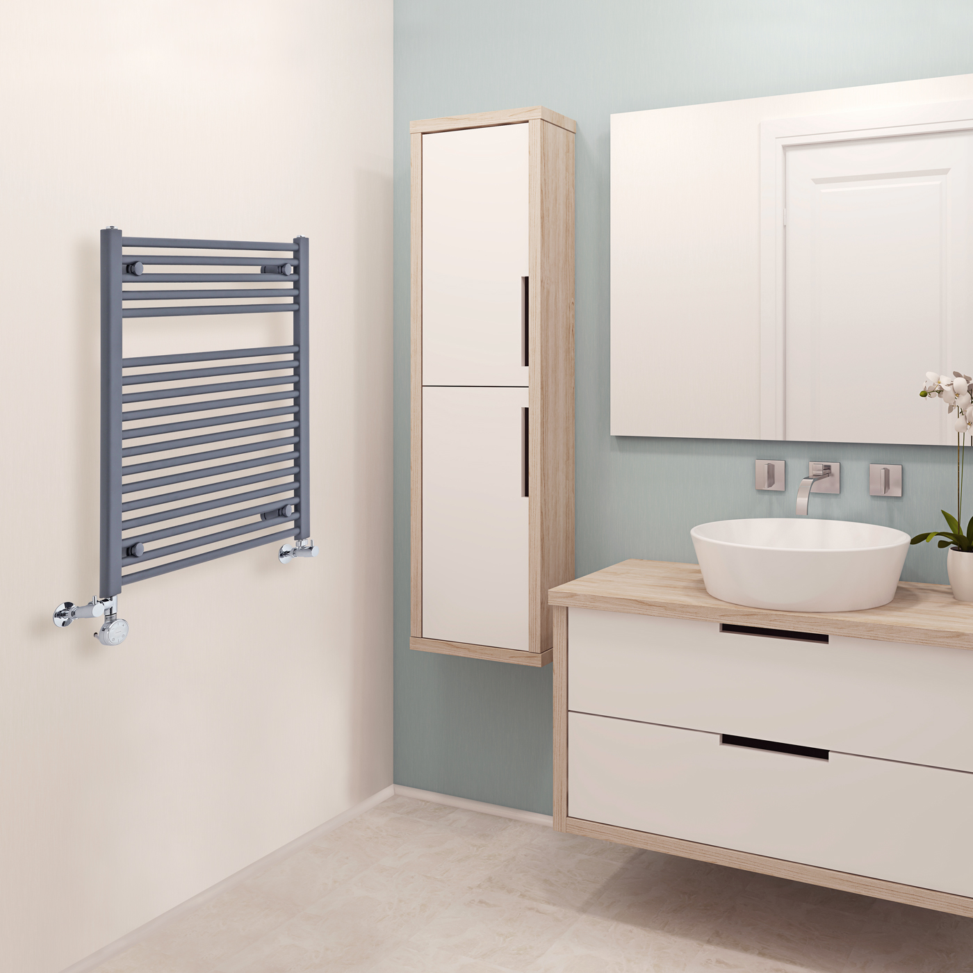 Loa Handdoekradiator Dual Fuel Antraciet 80cm x 60cm x 3cm 567 Watt