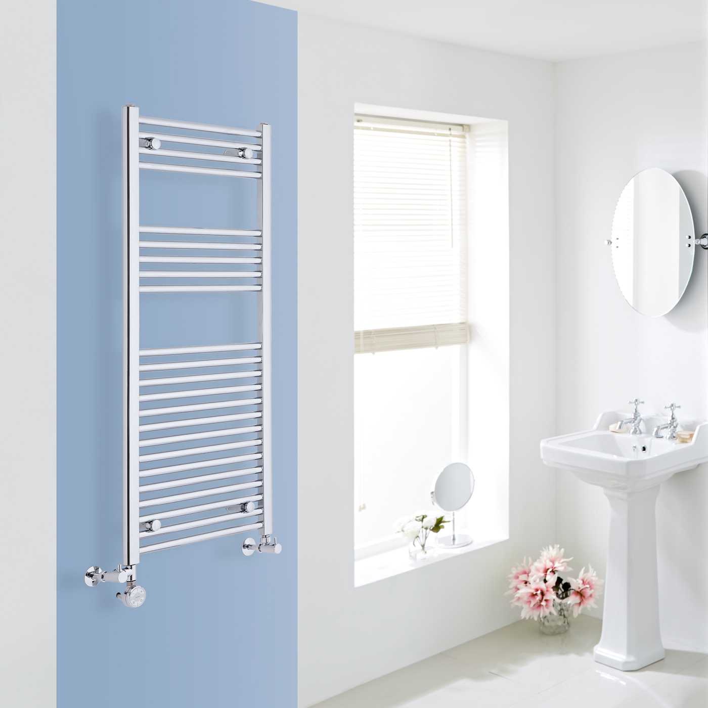 Ischia Handdoekradiator Dual Fuel Chroom 120cm x 50cm x 3cm 448 Watt