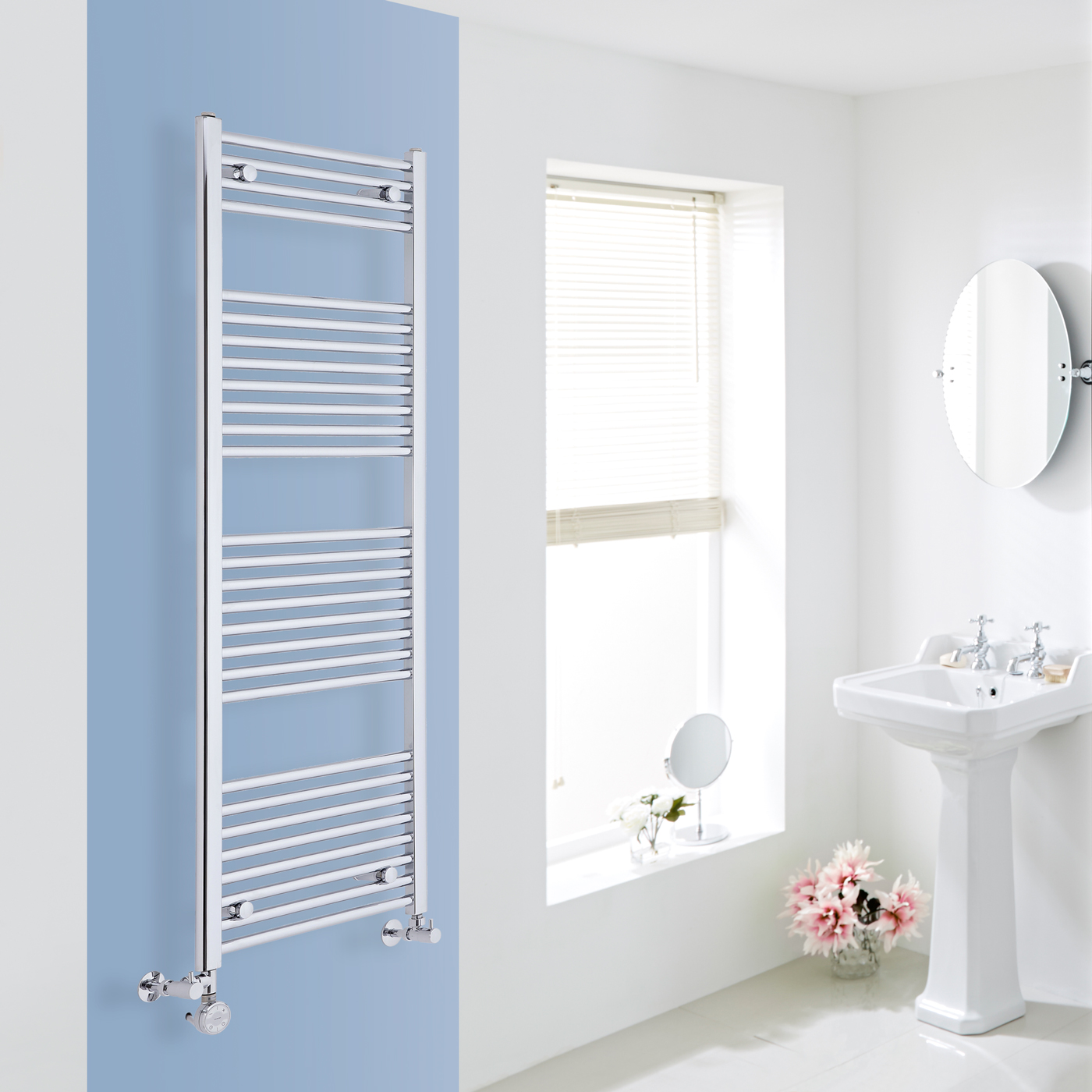 Ischia Handdoekradiator Dual Fuel Chroom 150cm x 50cm x 3cm 552 Watt